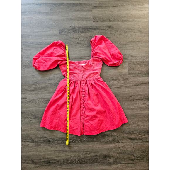 Maeve by Anthropologie Pink Puff Sleeve Button Front Mini Dress Size Small - Picture 15 of 15